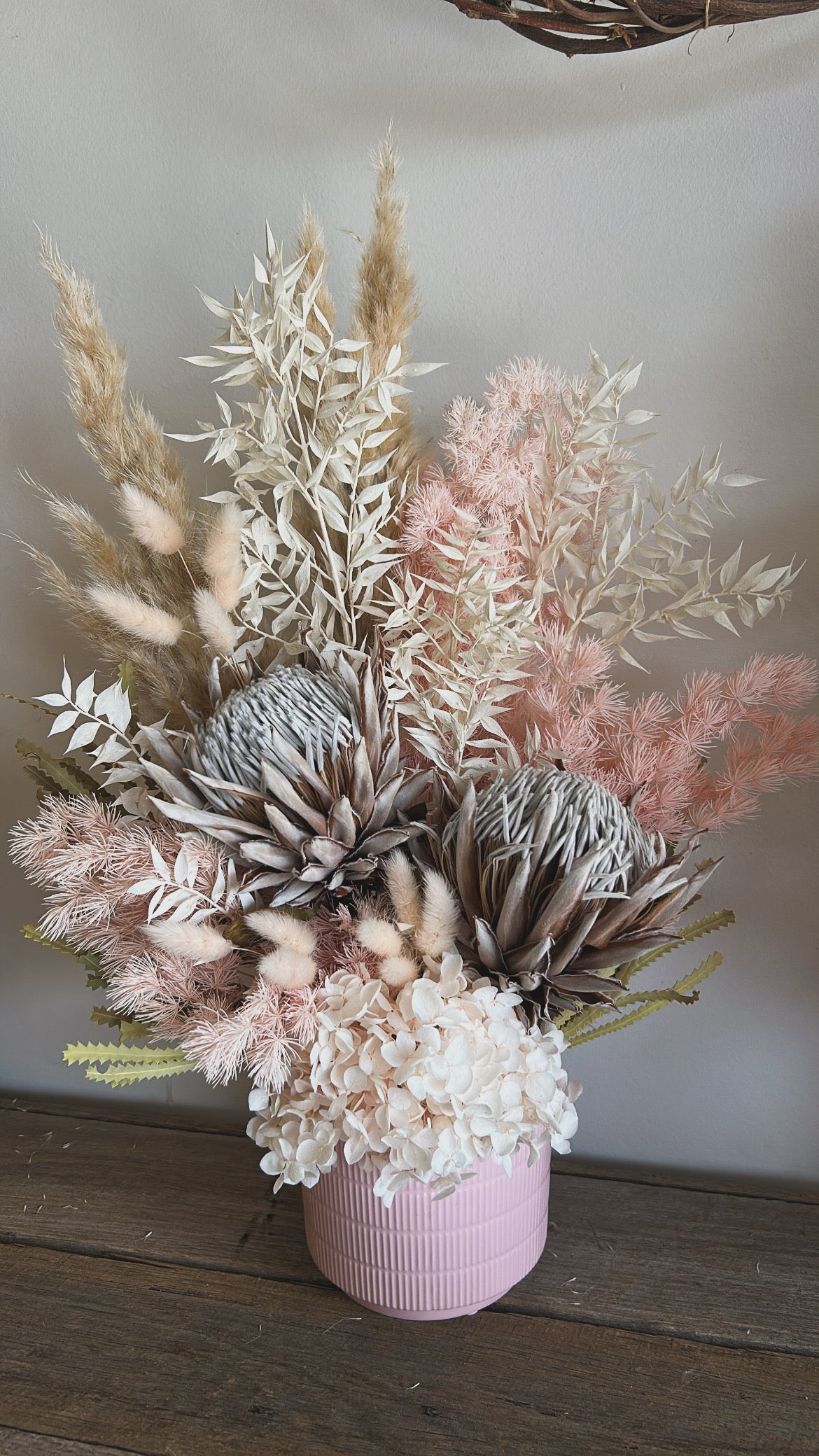 Pretty and pastel forever flower arrangement