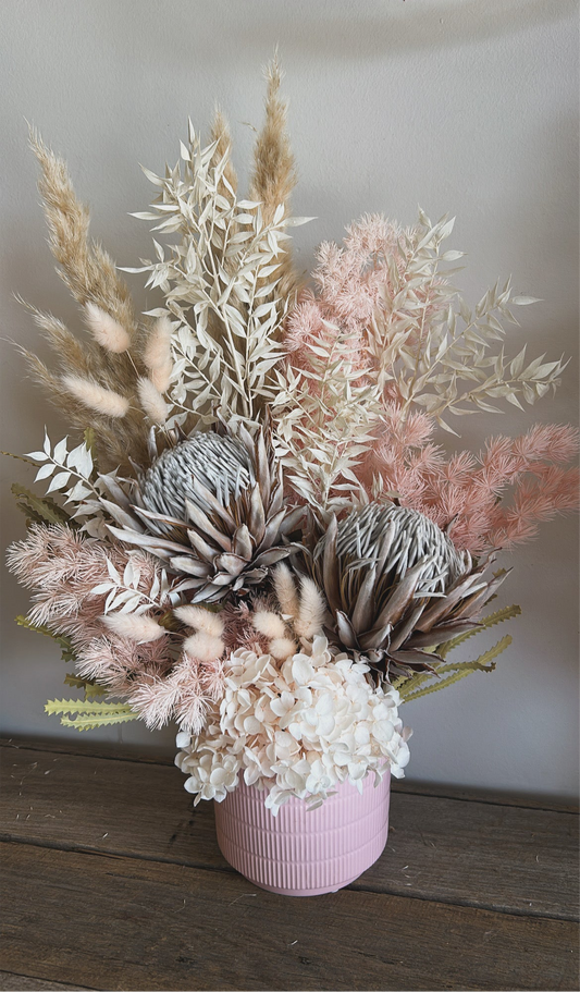 Pretty and pastel forever flower arrangement