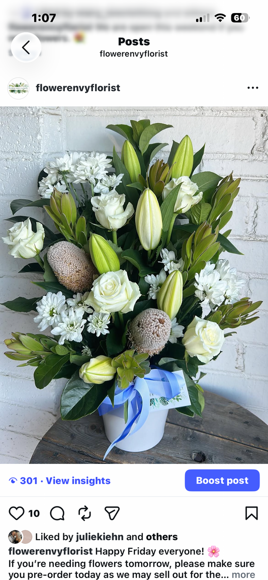 Large white and green arrangements